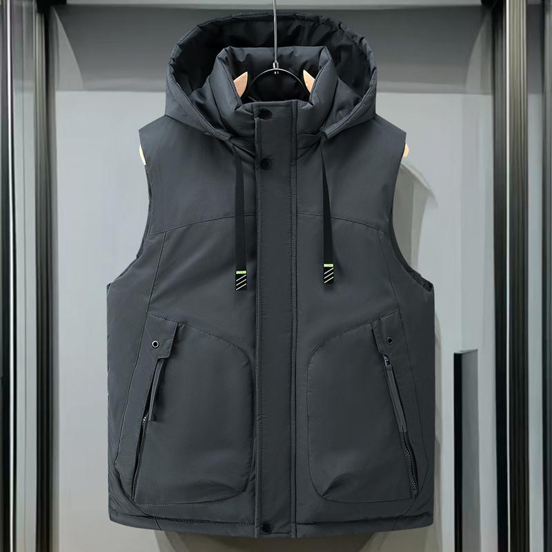 

Модная мужская теплая жилетка Зимние безрукавки с капюшоном Большого размера Толстая Мужская Мужское пальто 6XL серый