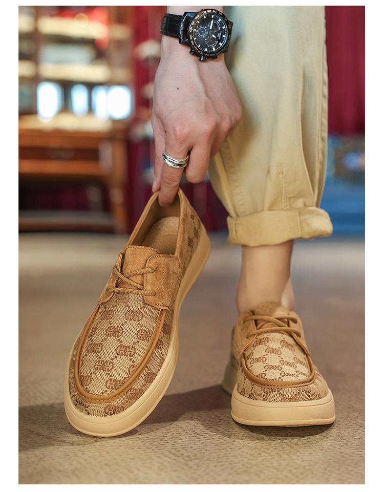 2024 New Shoes for Men Canvas Casual Shoes Street Fashion Print Flat Skateboard Shoes Youth Lace-up Sneakers