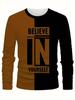 New 3D Letter Printed Casual and Fashionable Men's Round Neck Long Sleeved T-shirt