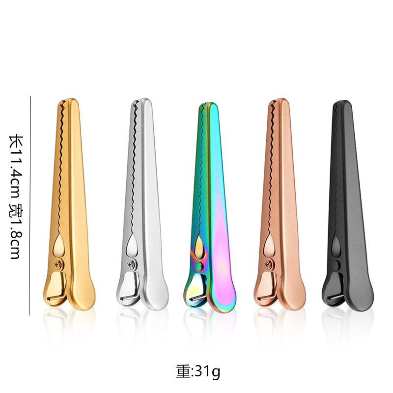 Stainless Steel Measuring Spoon With Clip Coffee Snacks Food Bags Multi-Function Kitchen Tool In Gold Rose