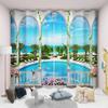 Quality 2 panels Landscape Sea Beach Seagull Printed Drapes Rod Pocket Design Easy To Install Curtains Washable Drapes For Living Room