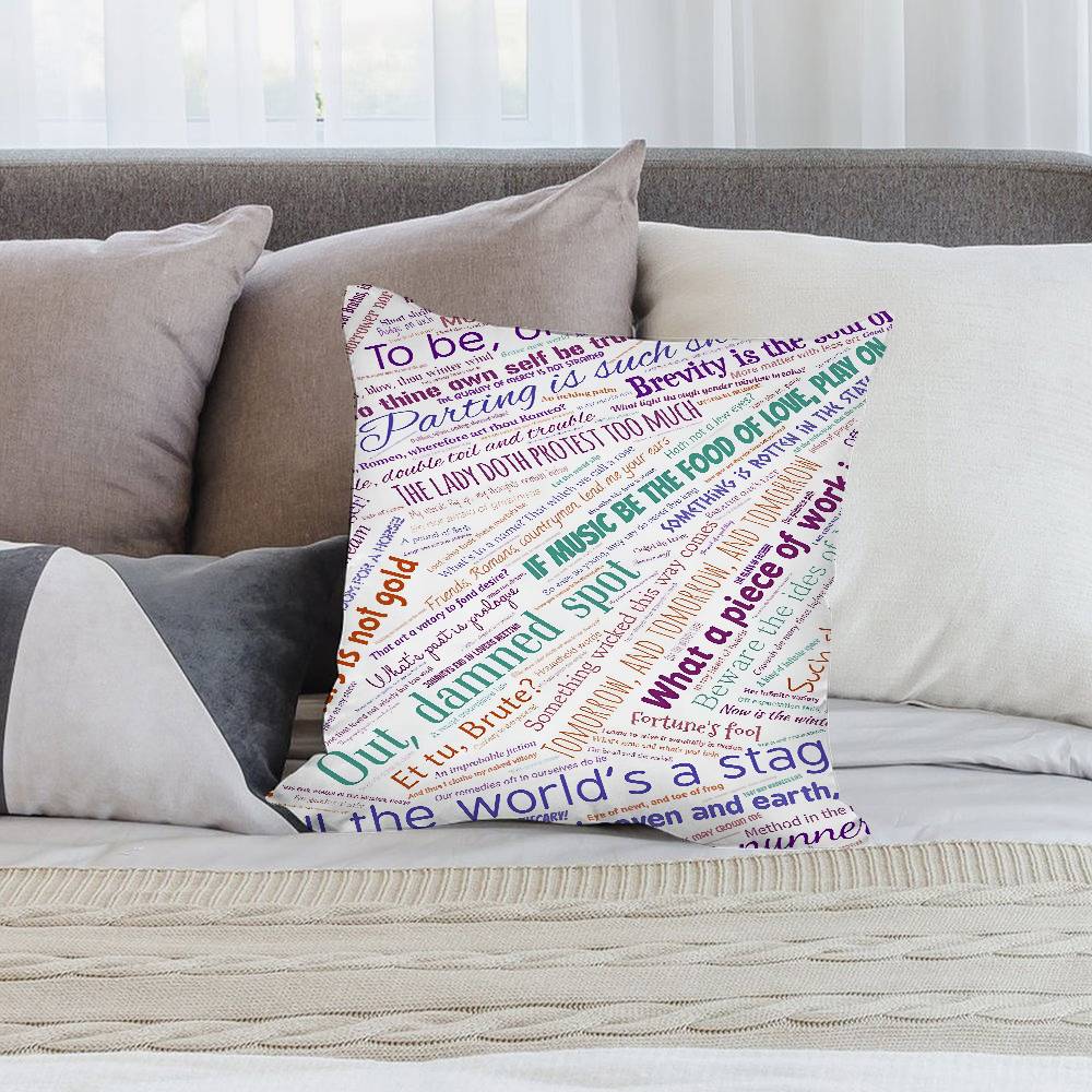 Luxury Shakespeare Design Pillow Case Short Plush Double-sided Print Square Throw Pillow Covers Sofa Home Cushion Decor