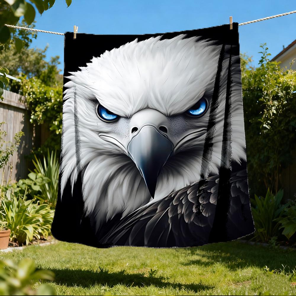 1pc Eagle Head Print Outdoor Blanket, Lightweight Polyester,