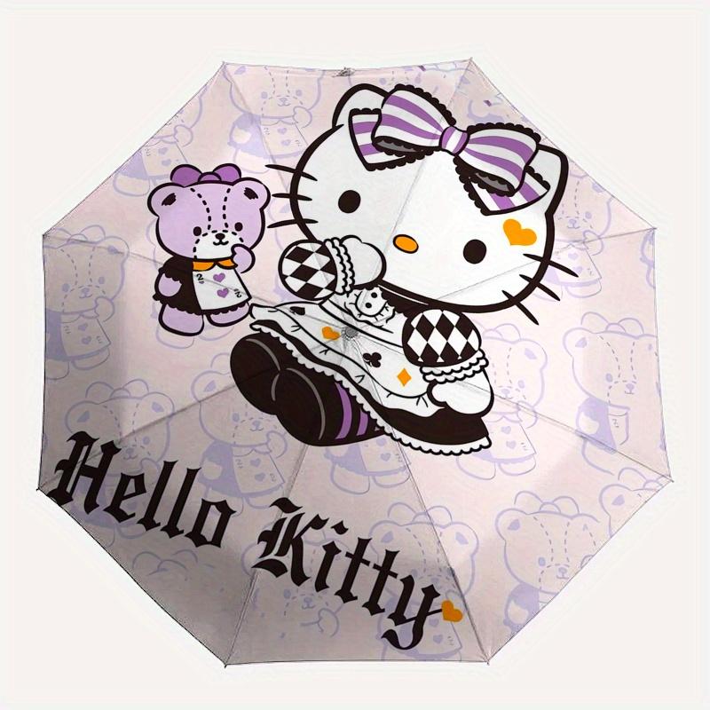Hello Kitty,Sanrio Automatic Folding Umbrella Simple 8 Rib Design, Bright Cartoon Pattern, Durable Iron Frame, Suitable For Travel, Outdoor,