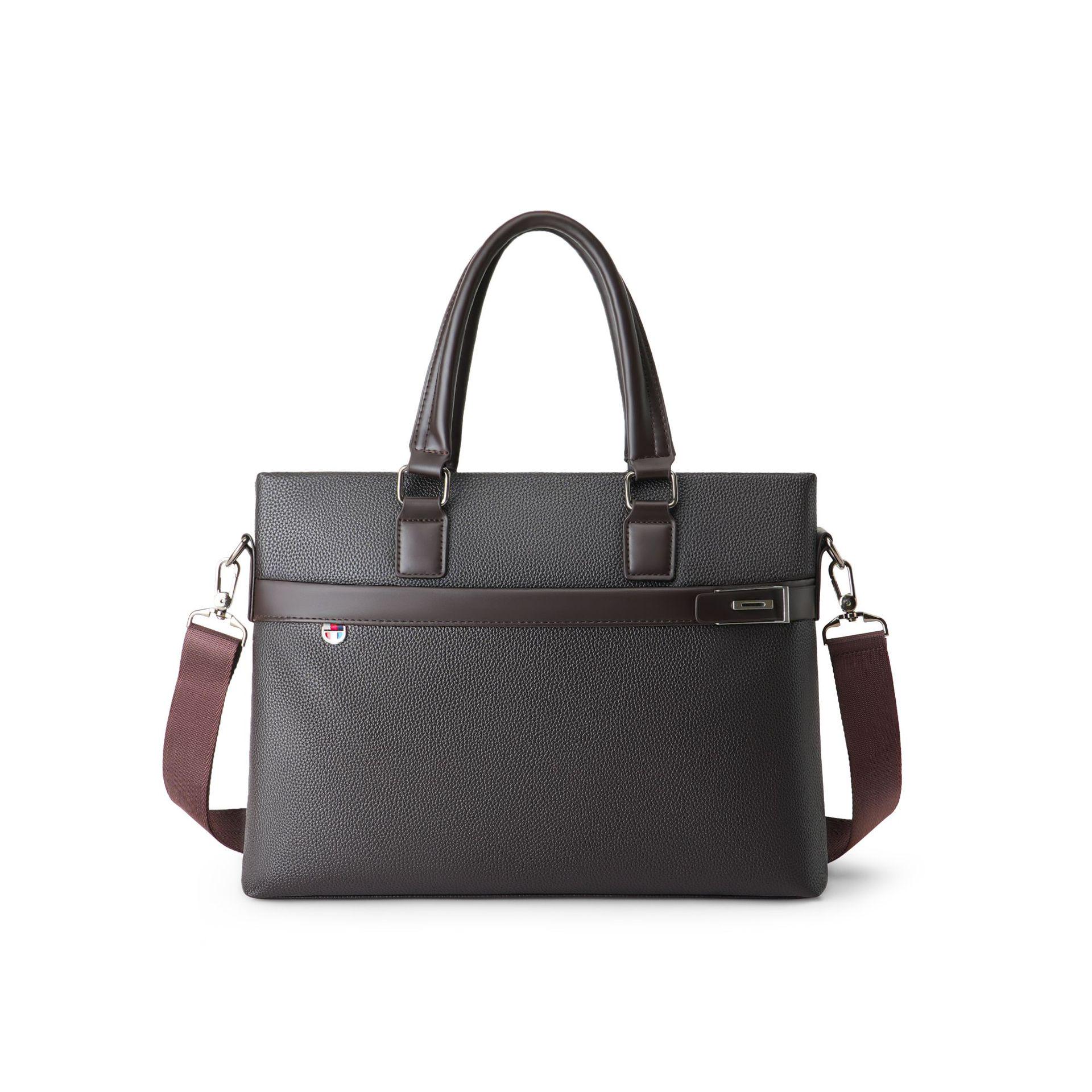 

Чоловічий діловий портфель для ноутбука, сумка через плече темно-коричневого кольору