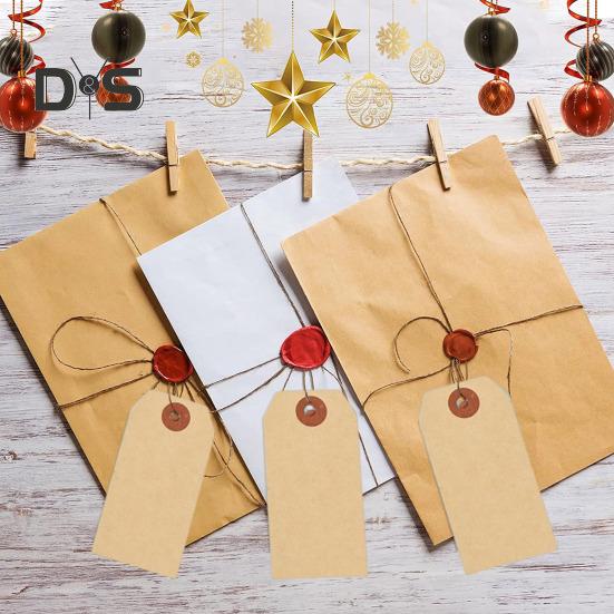 100 Pcs Kraft Paper Shipping Tags with String Empty Cardboard Sale Price Tag Name Gift Hang Tag for Jewelry Clothing Inventory Labeling