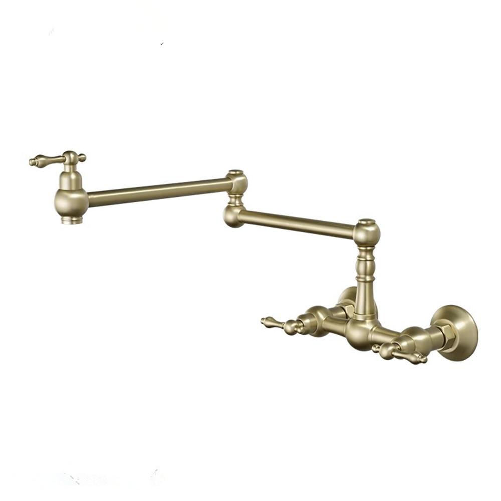 Brushed Gold Pot Filler Tap Black Foldable Kitchen Faucet Hot & Cold Nickel Sink Tap Rotate Folding Spout Wall Mounted Brass