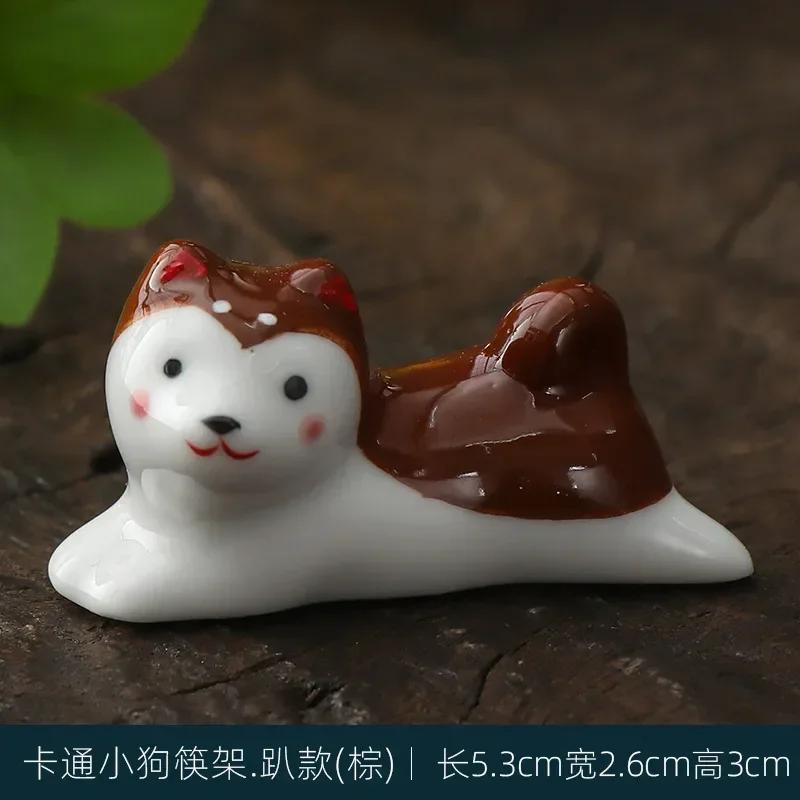 Japanese Style Underglaze Ceramic cute dog Chopstick Holder Tableware Restaurant Simple Oval Spoon Bracket Utensil For Kitchen