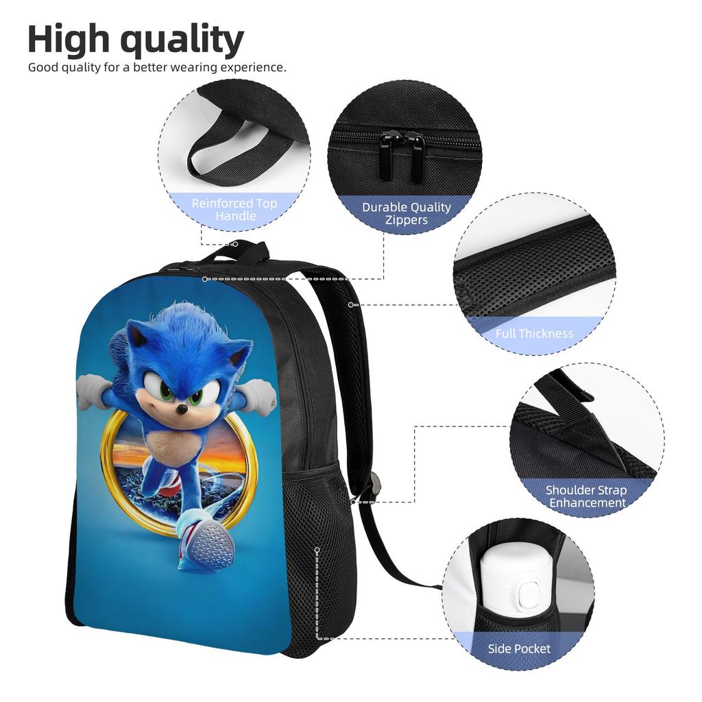 Sonices the H-Hedgehogs Backpack Kawaii Backpacks Male College Soft High School Bags Designer Rucksack