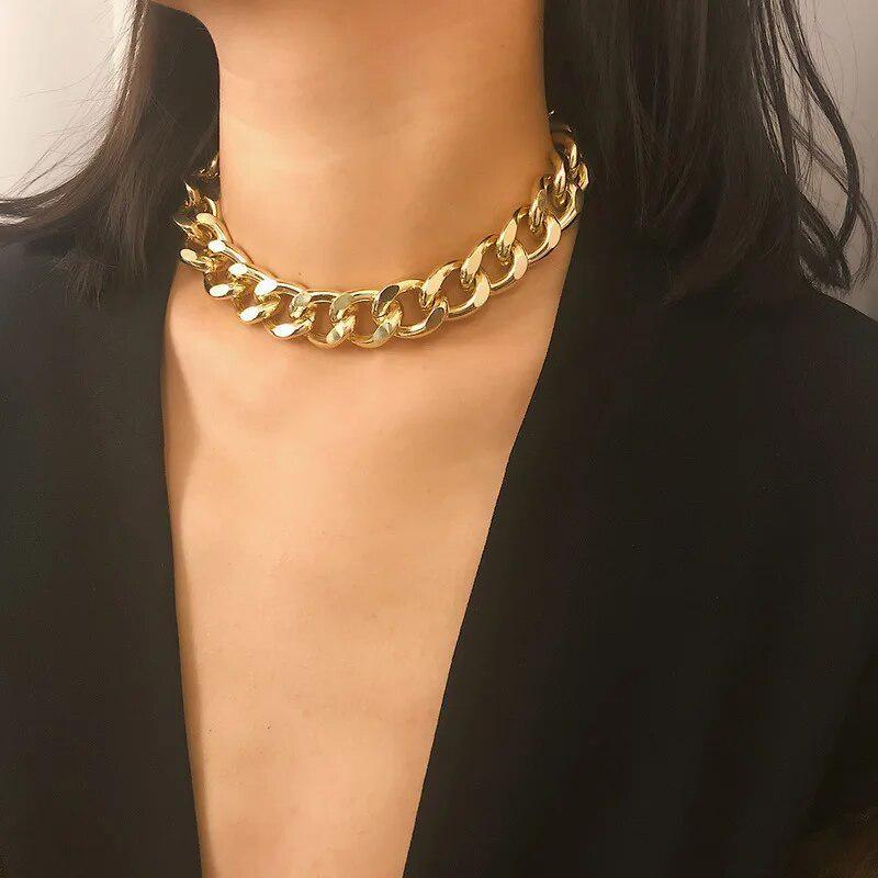 Punk Hip Hop Hort Choker Necklace Men Simple Minimalist Big Chunky Collar Necklace Women Jewelry Party