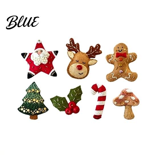 Creative Sewing Projects Christmas Felt Embroidery Brooch Kit for Beginners DIY Decorative Pins Set with Tools 3D Patch Handmade Art Crafts Festive