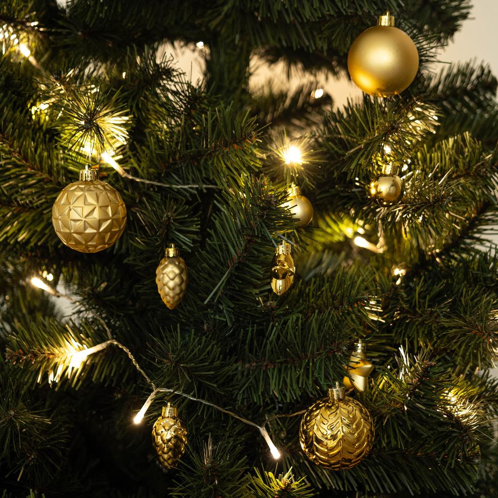 Christmas Baubles Shatterproof Christmas Tree Bauble Ornaments Gold Set 60 Pcs