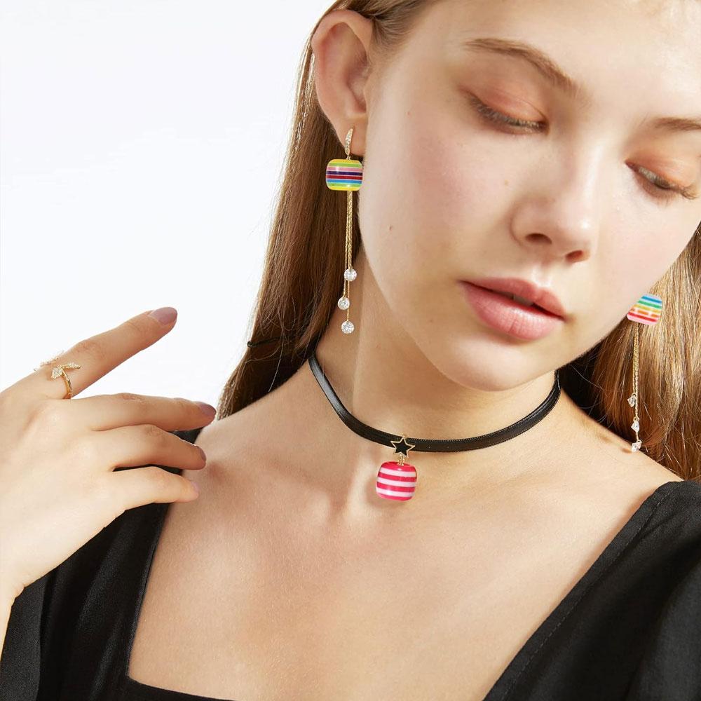 30/50/100pcs Rainbow striped European style large hole bead bucket drum resin sliding loose circular spacer beads, DIY snake chain bracelet