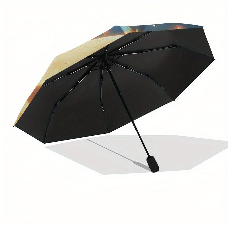 Panda,Heart Fully automatic themed umbrella - 8 ribs durable iron frame, tri-fold compact design, perfect as a gift, travel umbrella, unisex