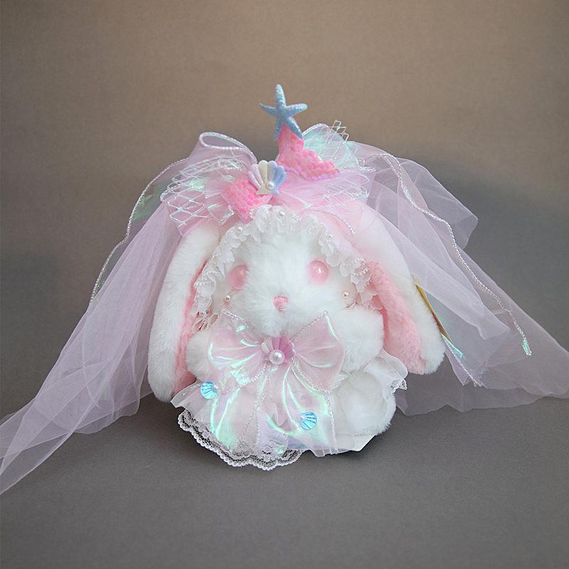 Lolita Style Rabbit Plush Doll, Cute Pink Stuffed Bunny Toy, Sweet Gift for Girls Valentine Birthday Present