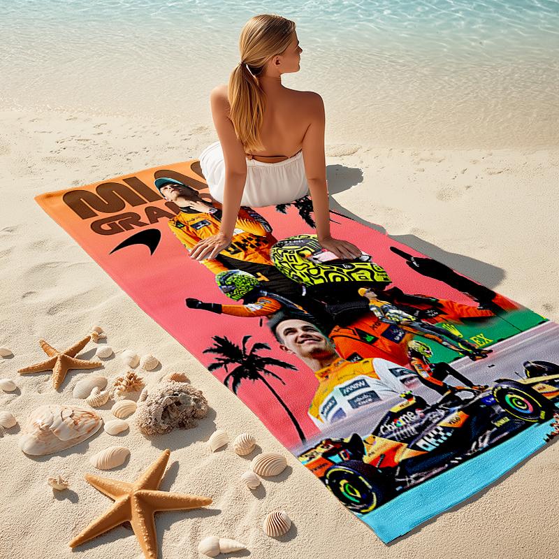 1pc Landos Norris Racing4 Beach Towel, Comfortable and Thick, and Swimming/Bath/Picnic/Camping Towel, Suitable for Seaside Beaches