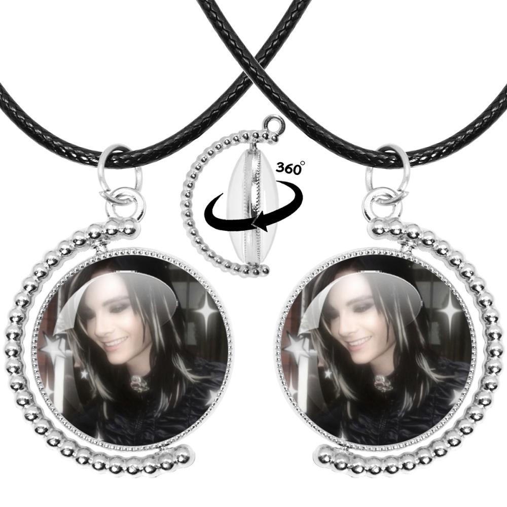 

New Necklace Tokio Hotel Retro Rock Band Pop Bill Kaulitz Band Glass Double Sided Rotating Pendant Necklace Jewelry Charm Fans