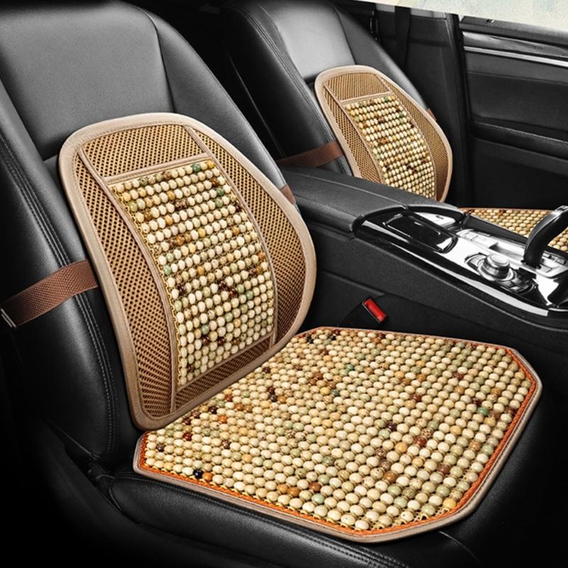 Wood Beads Ventilated Seat Cover Pad Massage Lumbar Relieve Fatigue Enhances Comfort Suitable For Various Vehicle Models