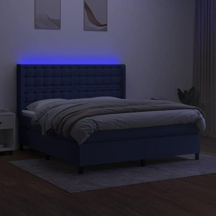 Maison Exclusive - Sommier à lattes de lit matelas et LED Bleu 180x200 cm Tissu