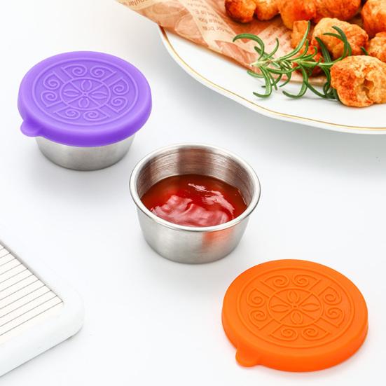 1 sada 40ml šálku na omáčky se silikonovým víčkem Dobré utěsnění Netěsnost Venkovní piknik Přenosná nádoba na salát Denní použití