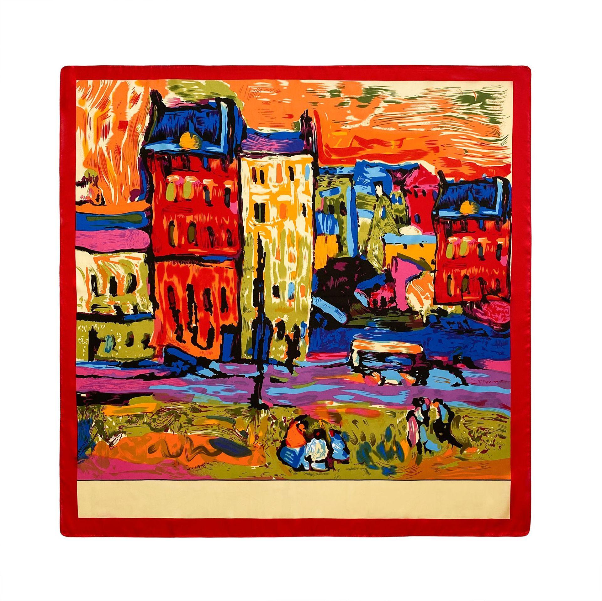 

Высококачественные роскошные шелковые шарфы, повязка на голову, шарфы, шейный шарф для женщин, шелковый шарф с цепочкой, женская декоративная шаль 90*90cm