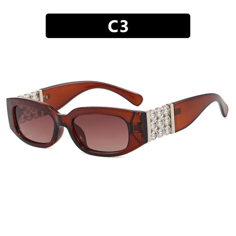 European and American fashion pearl decorative sunglasses trend photo sunglasses UV protection plain all-match sunglasses