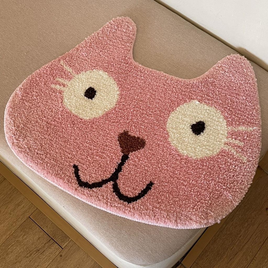 Cute Cat Head Shape Fluffy Door Mat Soft Bathroom Absorb Water Floor Rug Home Entryway Decor Mat Non-Slip Pet Mat Accessory gift
