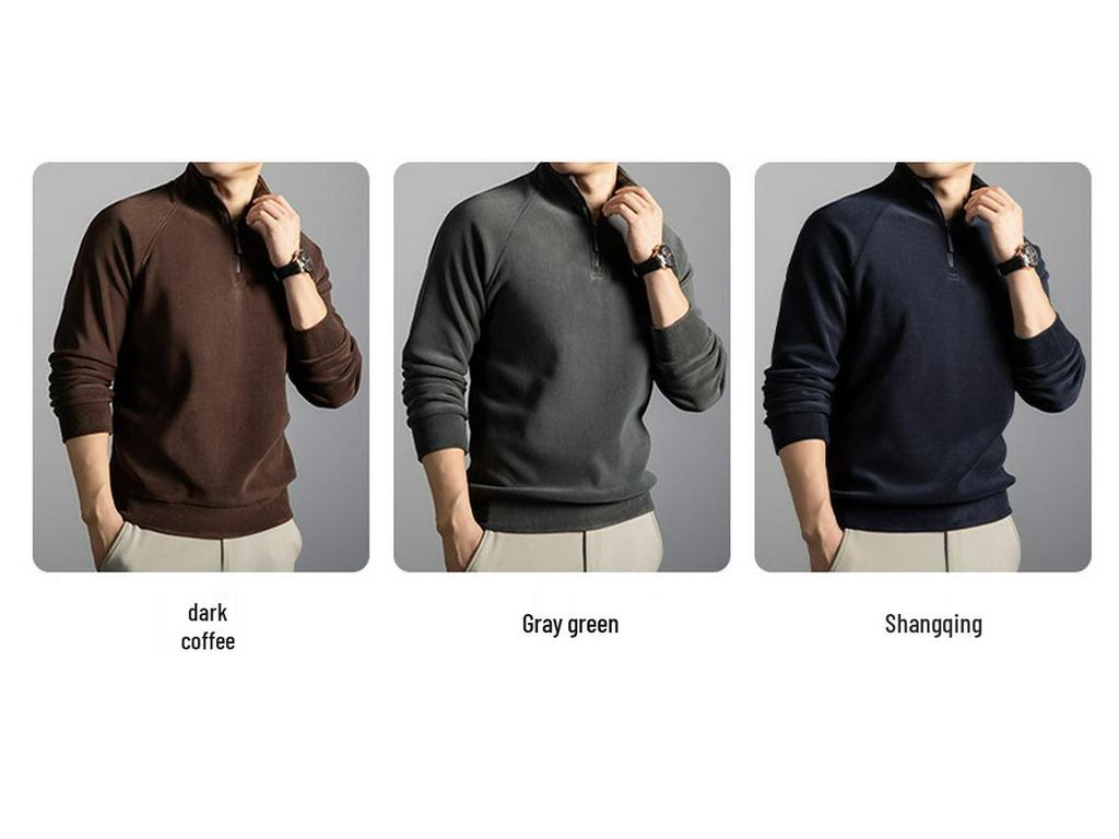 Men's Winter Double-Sided Fleece Half-Zip Long-Sleeve T-Shirt (2025 Collection)
