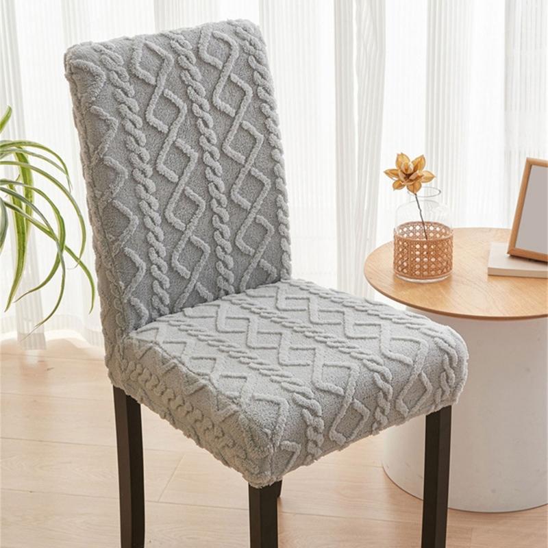 Thicken Plushes Dining Chair Cover Jacquard Stretch Chair Seats Slipcovers Soft Warm Chairs Covers for Kitchen Living Room