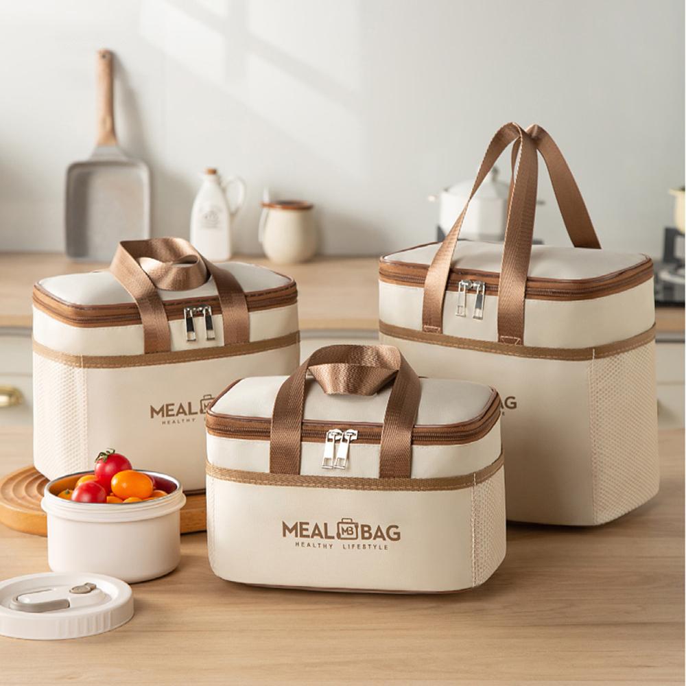 

Portable Organizer Bag Food Container Waterproof Shoulder Strap Insulated Box Hand-held Lunch Box Bag for Office School S хаки