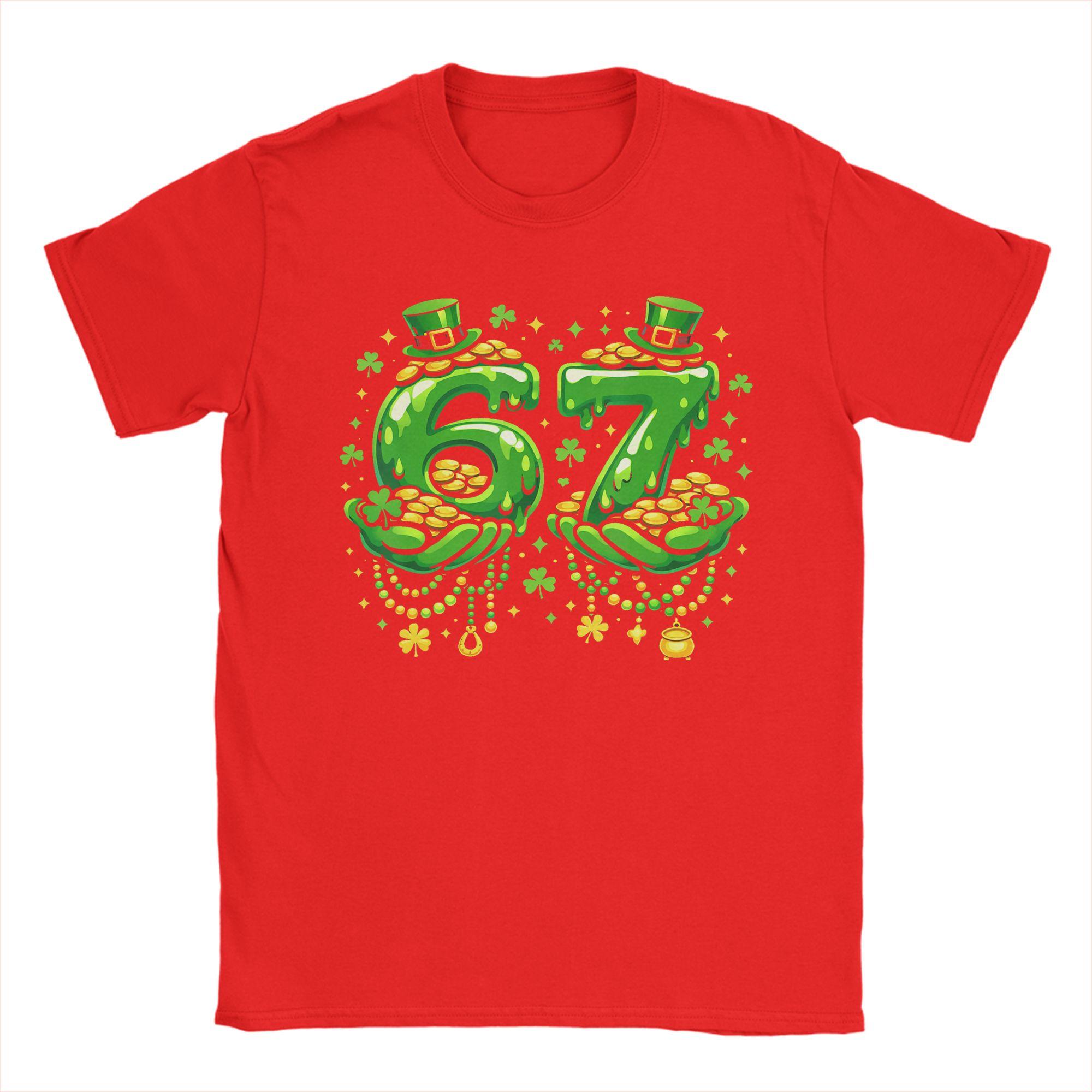 Funny Six Seven 67 St Patricks Day Lucky Shamrock T Shirt Beach  Cotton TShirts For Men Trending Casual Tee Shirt Vintage Tops S
