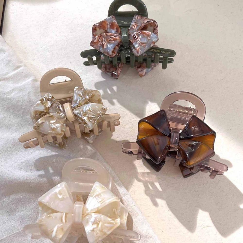 Haarspange Retro Schleife Acetat Haarklammer Jelly Hai-Klammer Niedlich Einfarbig Hai-Klammer Mädchen