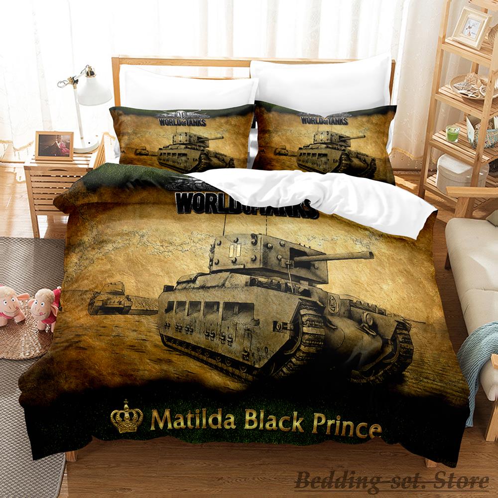 Game World Of Tanks Bedding Set Single Twin Full Queen King Size Bed Set Adult Kid Bedroom Duvetcover Sets Anime Bed