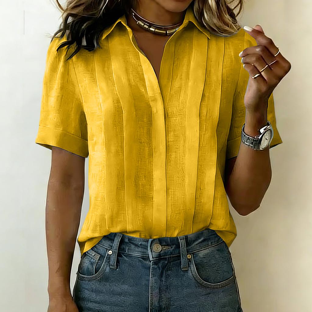 Short Sleeve Button Down Shirt for Women Casual Collared Blouse Relaxed Fit Lightweight Summer Top for Daily Wear