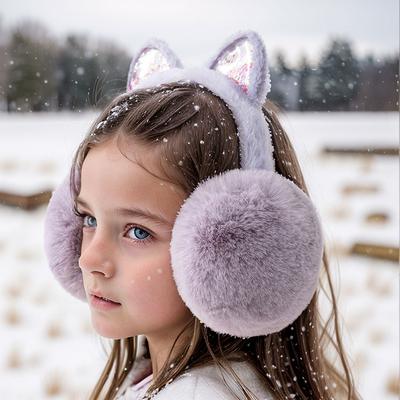 Winter Warme Katzenohren-Ohrenschützer Glitzerohren Plüsch-Ohrenschützer Für Frauen Verspielte Mädchen Ohrenschützer Kälteschutz Warm Heiß Für Draußen