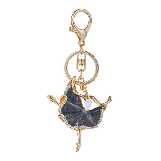 Ballerina Keychain for Women Girls Sparkling Rhinestone Ballet Dancer Keyring Pendant Alloy Bag Charm for Purse Wallet Car Keys