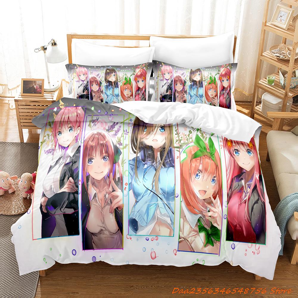 New The Quintessential Quintuplets Bedding Set Cartoon Anime three-piece set Adult Kid Bedroom Duvetcover Sets cama de casa