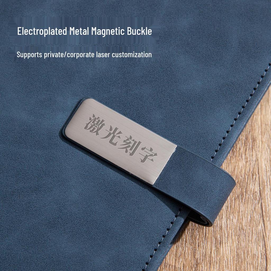 A5 Soft Leather Business Notebook with Custom Logo and Buckle, Enhanced Edition, in Gift Box