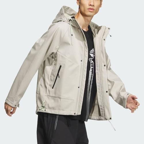 adidas CITY ESCAPE Jacket Logo Sports Casual Hooded Jacket for Men Light Gray