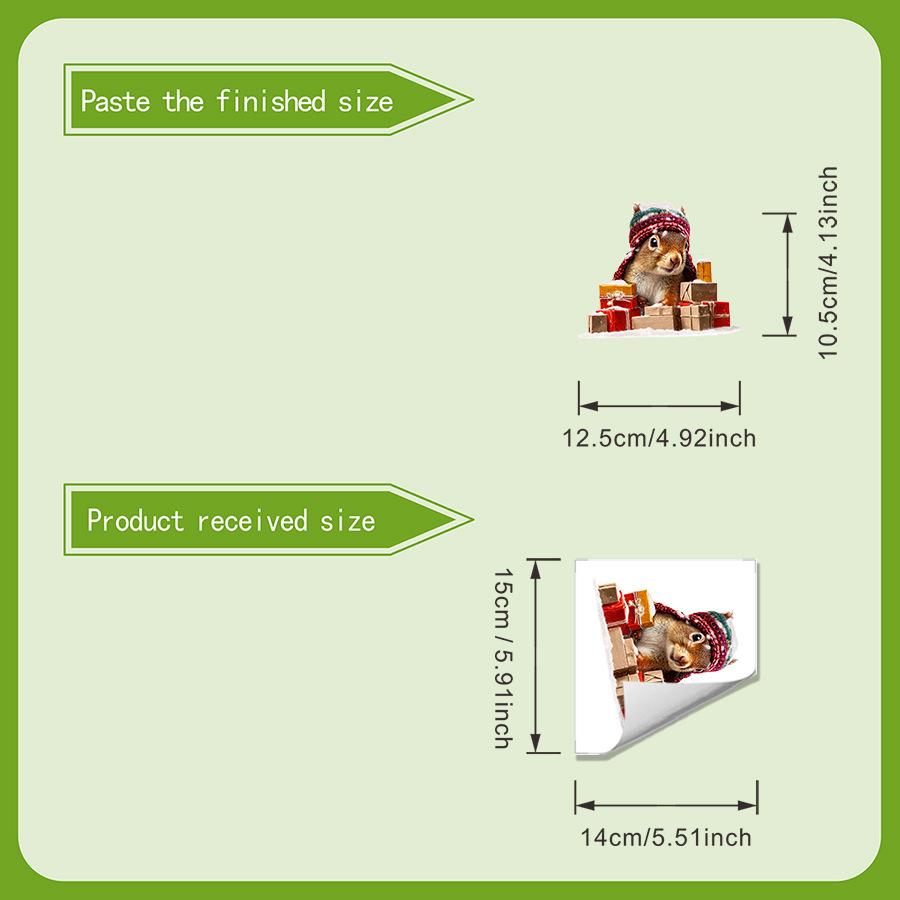 

Fully Transparent Uv Christmas Little Squirrel Fully Transparent Double-sided Visible Glass Home Decoration Stickers 15*14 cm