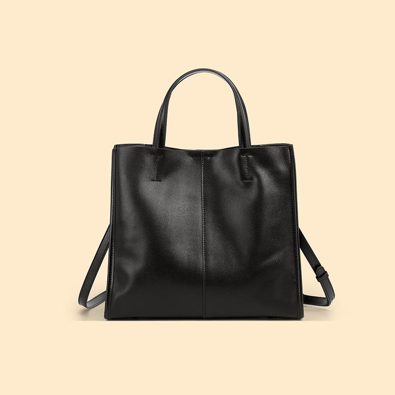 Leather Women's Bags Large Capacity Vertical Square Bags Simple Shoulder Crossbody Handbags Cowhide Women's Bags