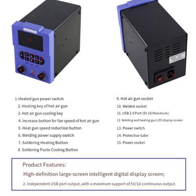 Digital Display USB Port Soldering Station Electric Soldering Iron And Hot Air Welding Equipment Repair Electric Tool