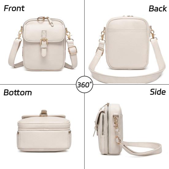 Women Travel Crossbody Bag Faux Leather Shoulder Bag with Adjustable Strap Messenger Bag Crossbody Purse for Cellphone Cards Keys