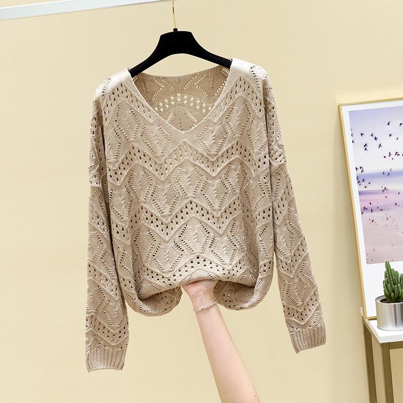 Summer Knit Top Long Sleeve Cropped Plain Pullover Women Jumper Knitwear Spring Summer Basic Outfit