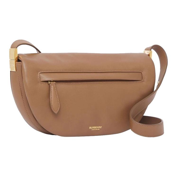 Burberry Olympia Adjustable Shoulder Strap Dyed Lambskin Ellen Olympia Half-Moon Handbag Women Handbag Brown 8050598