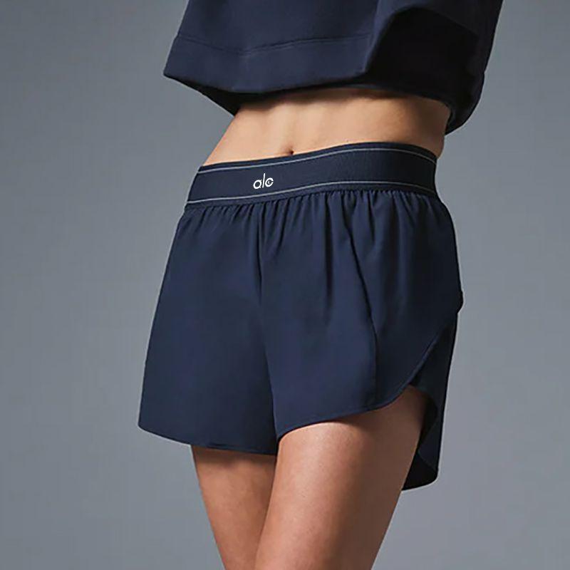 

Aloneadv Yoga Shorts Women Summer Elastic High Waist Quick-Dry Pants Sports Fitness Breathable Anti-exposure 2.5 Pants Deep Blue XL