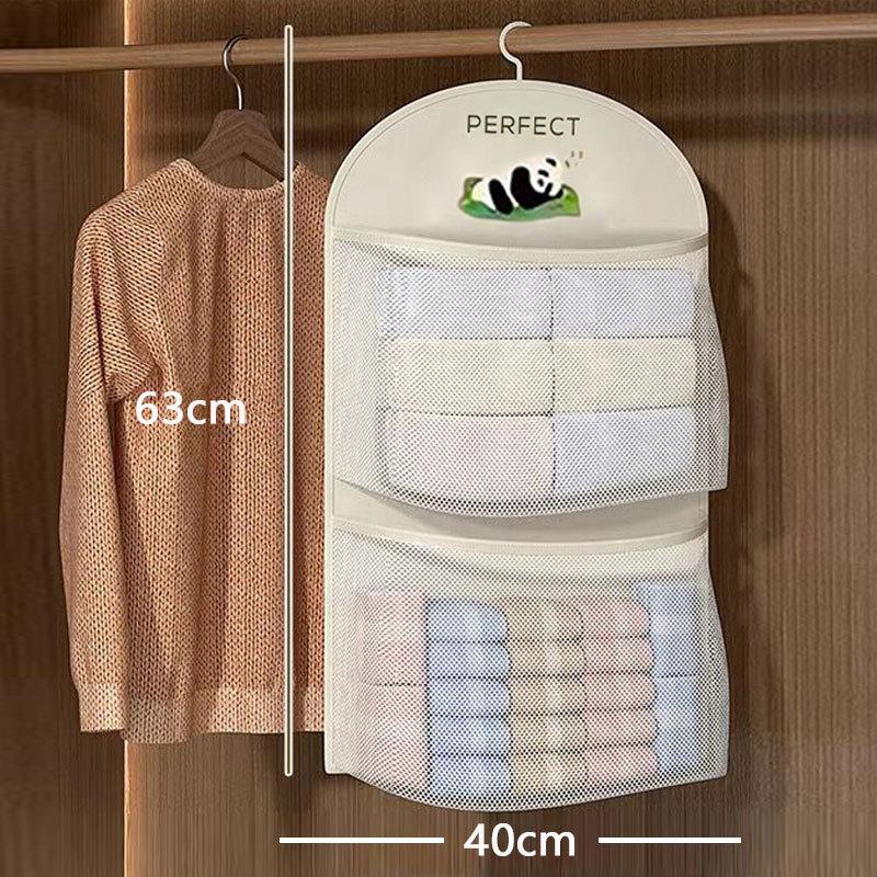 

Hanging storage bag, suitable for storing underwear, socks and bras, wall-mounted storage bag, transparent grid design