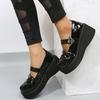 Foreign trade Mary Jane shoes women's 2025 new round head platform large size British small leather shoes heightened Japanese muffin women's shoes