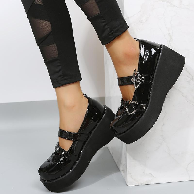 Foreign trade Mary Jane shoes women's 2025 new round head platform large size British small leather shoes heightened Japanese muffin women's shoes