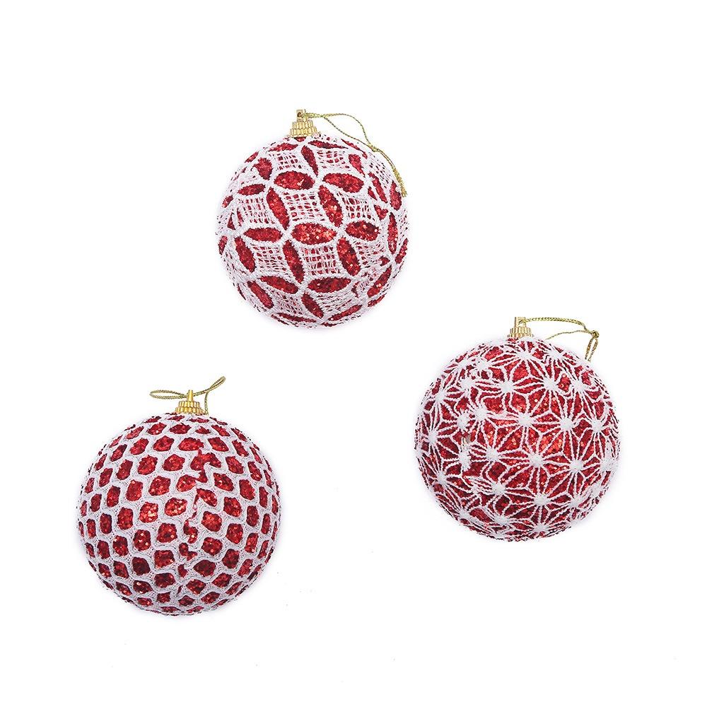 9Pcs/Box DIY Crafts Xmas Tree Ornament Party Supplies Plastic Painted Ball Xmas Tree Hanging Lace Creative Xmas Tree Charm Gift